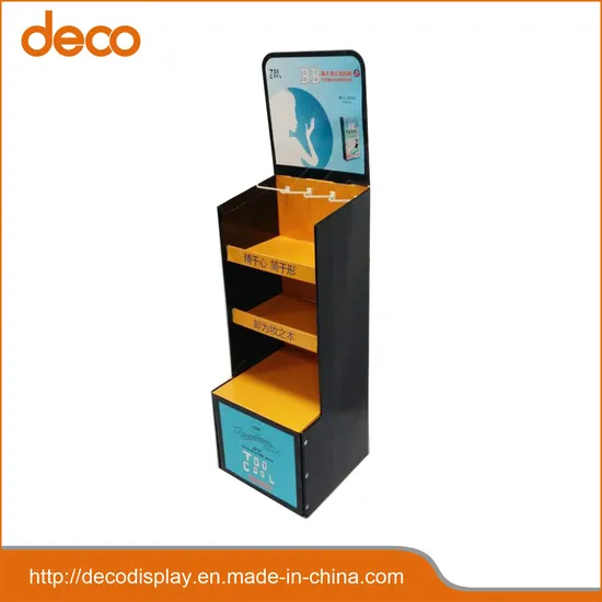 High Quality B Flute Hooks Display Stand with 3 Shelves