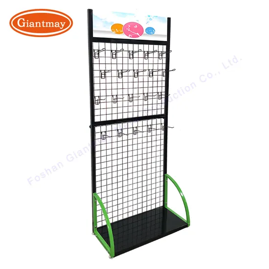 Retail Store Metal Floor Wire Grid Mesh Hook Hanging Display Rack Stand 