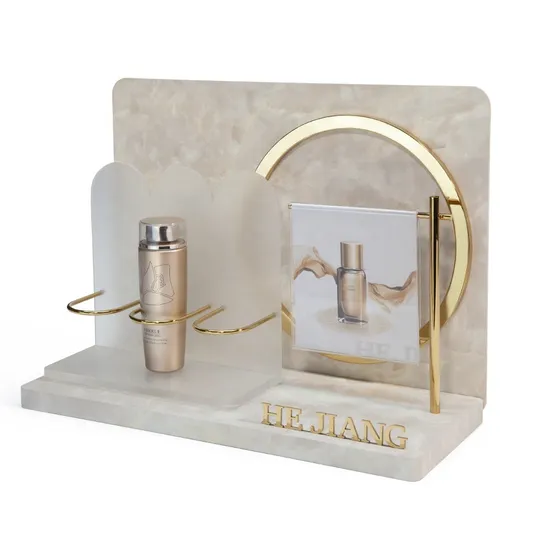 Excellent Custom Acrylic Display Rack Marble Pattern Counter Cosmetic Beauty Salon Display Stand 