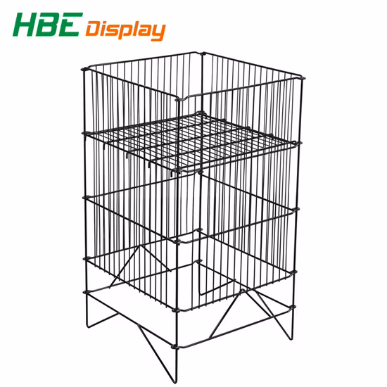 Black Round Dump Bin with Adjustable Bottom