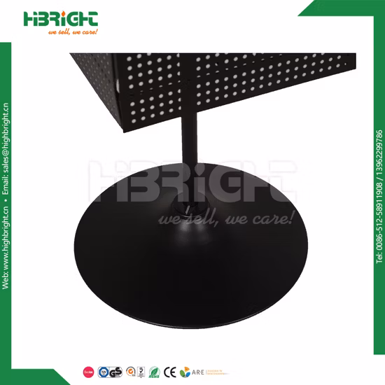 4 Sided Metal Pegboard Rotating Accessory Display Stand with Hooks