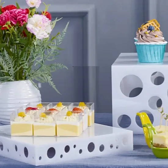 Acrylic Dessert Display 300X600X100mm White Deluxe Party Layout Snack Rack Banquet Party Buffet Meeting Bender Tea Party 