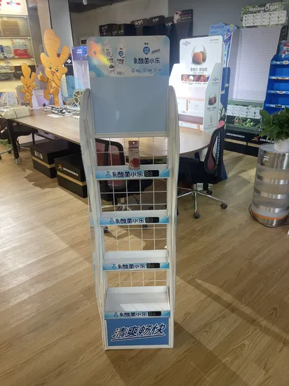 Metal Custom Shelving Can Bottle Snack Floor Display Stand for Supermarket 