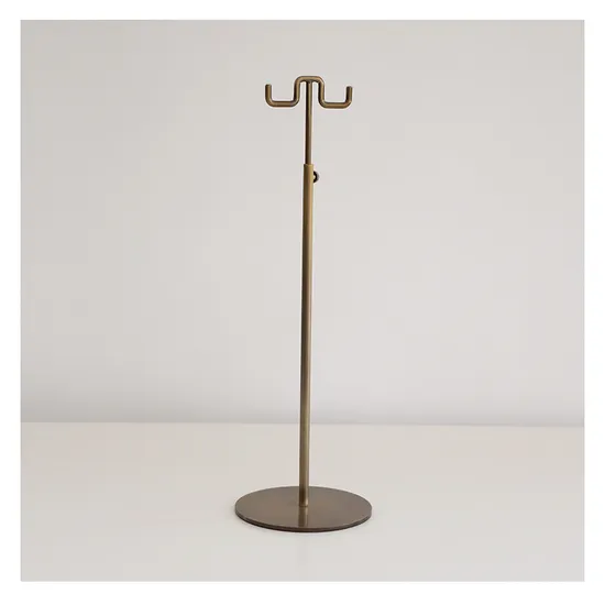 Polished Gold Purse Display Stand Countertop Single Hook Adjustable Height Handbag Display Stand Bag Display Stand 