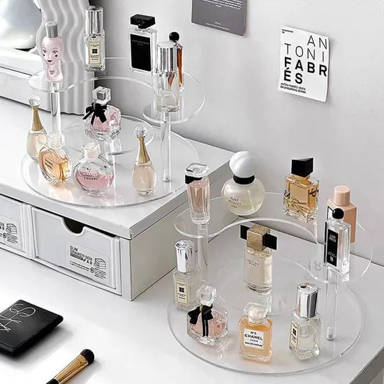 Acrylic Riser Stand Transparent Shelf Perfume Cake Toy Display 