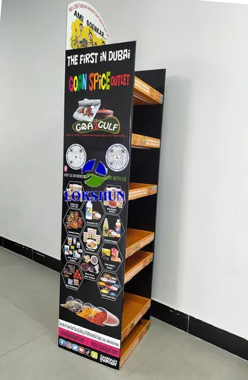 Full Color OEM Cardboard Food Display Stand Retail Pop Snack Floor Display 