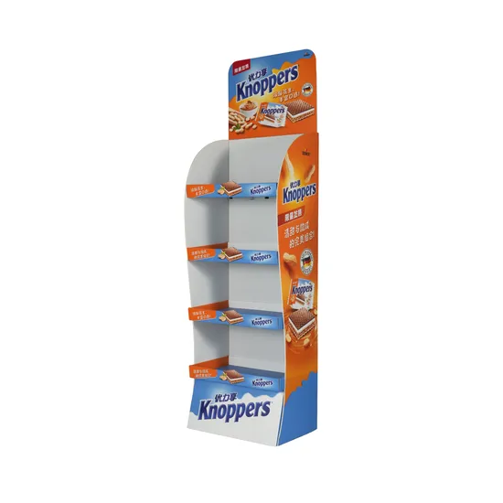 Corrugated 4 Tiers Display Stand Pop Display Stand for Snack Brand Promotion 